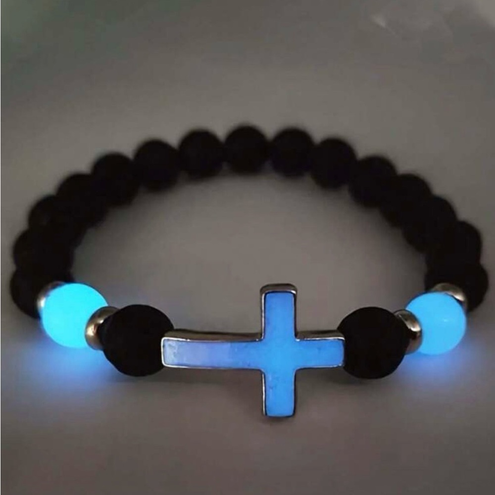 Glow-in-the-Dark Cross Bracelet
